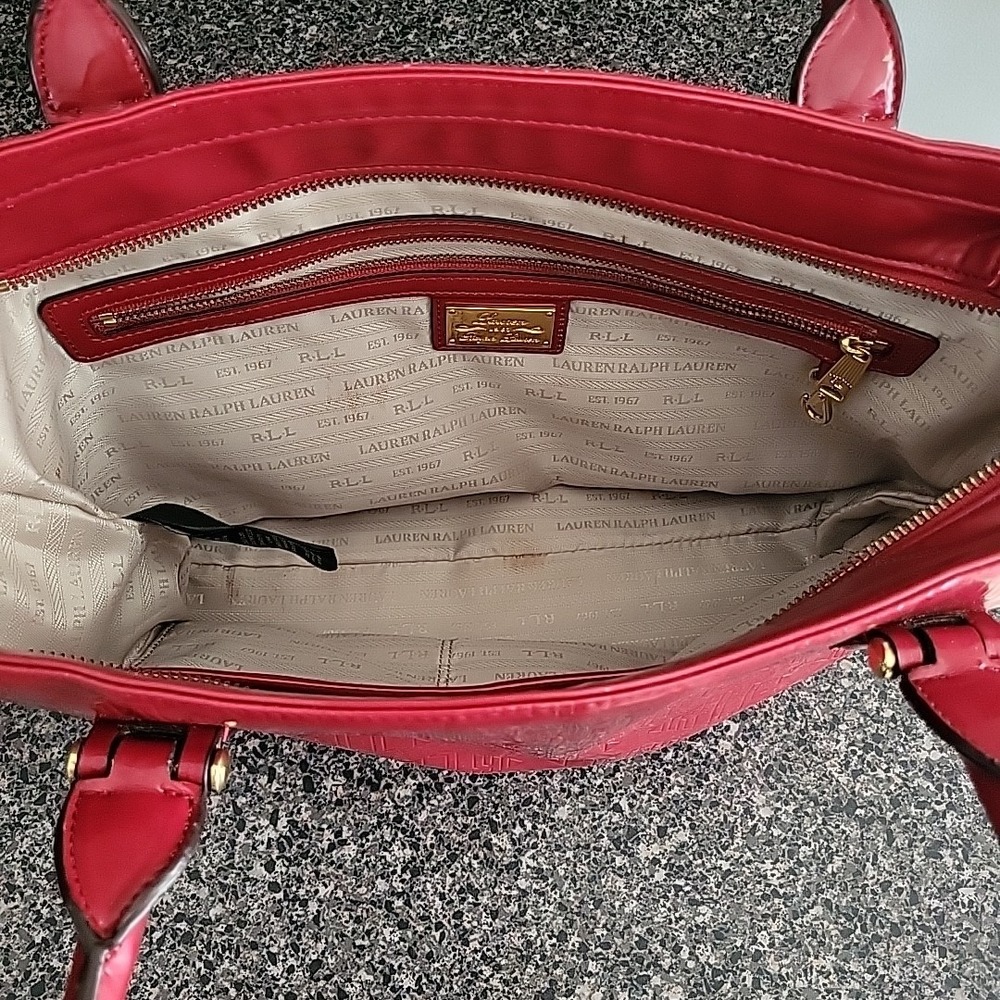 VINTAGE Ralph‎ Lauren Red Initial Logo Pattern Purse - Picture 5 of 16